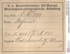 Etiketten zu Stephanit (NHMW-MIN-Ak779)